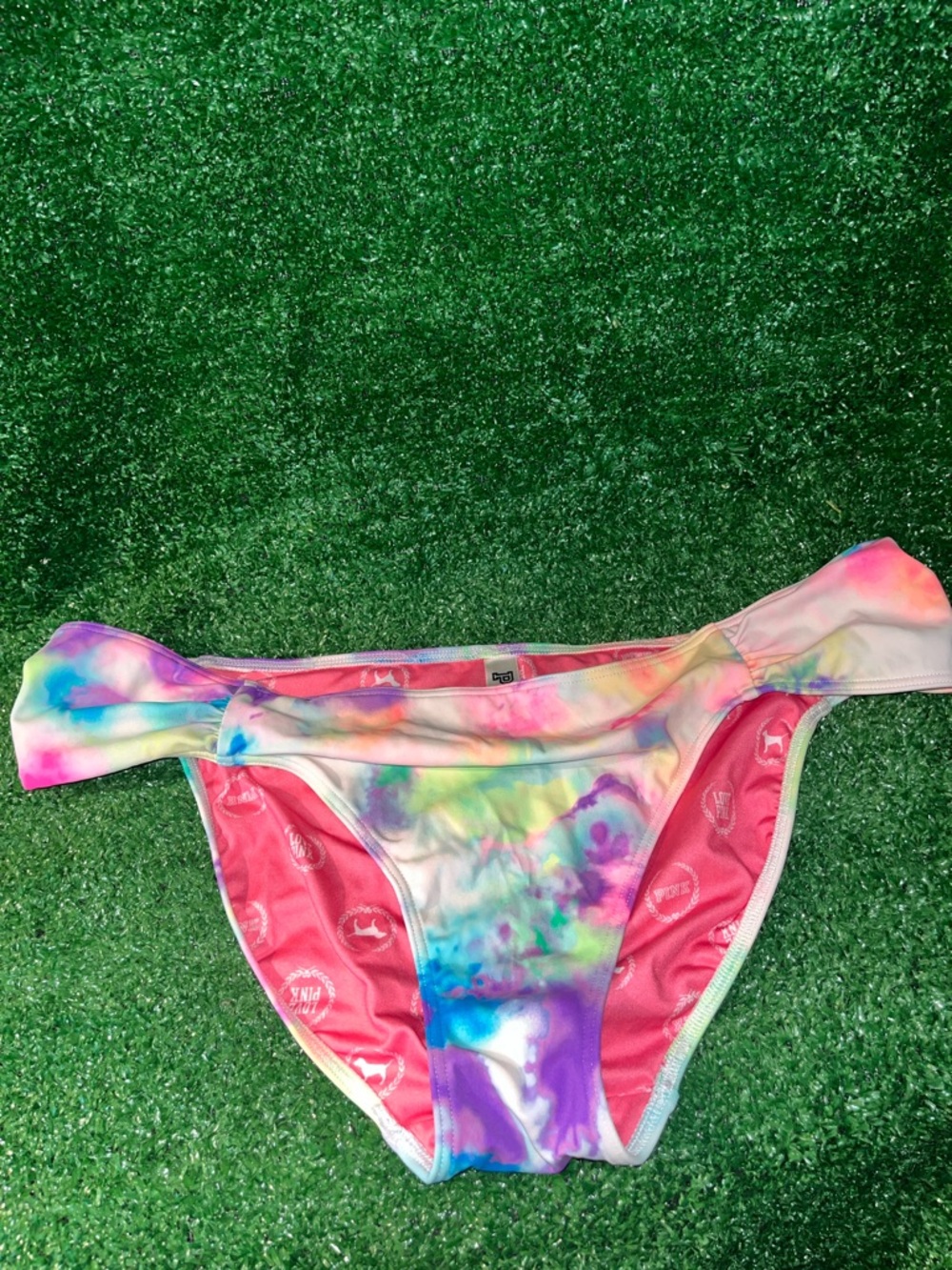 Victoria Secret PINK Swim Bikini Bottom Colorful Side Ruffe Tie Dye